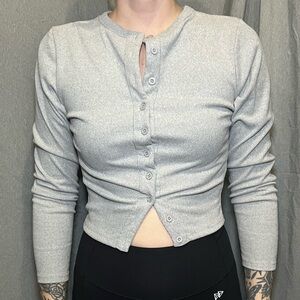 Gray Button-Up Women's Top